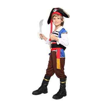 Jason Party Kids Pirate Costume Boys Deluxe Halloween Cosplay Set - Chief-L