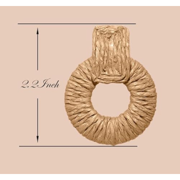 ELEARD Rattan Earrings for Women Handmade Straw Raffia Woven Hoop Dangle Earrings Boho Summer Beach Accessories Gifts
