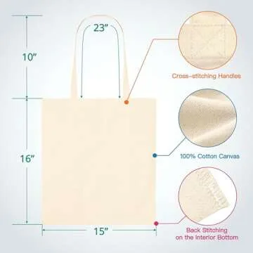 Phicorn Plain Tote Bag – 2-Pack Bulk Blank Canvas Tote Bags for Crafts, DIY, Painting, Shopping & ...