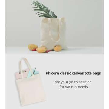 Phicorn Plain Tote Bag - Versatile Canvas Bags for All