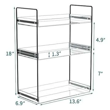 NPPLUS Bathroom Countertop Organizer, 3 Tier Metal Vanity Counter Skincare Shelf, Matte Black ​Under Sink with Acrylic Tray, Home Storage Holder for Makeup Cosmetics Perfume Spice,Black+Clear