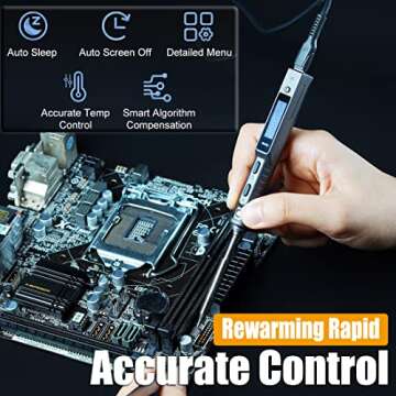 UY CHAN Original TS101 Soldering Pen Upgraded from TS100 DC 65W PD 45W Power Programmable Smart Mini Electric Portable Soldering Iron Station Kit with BC2 Solder Tip USB Type C Cable