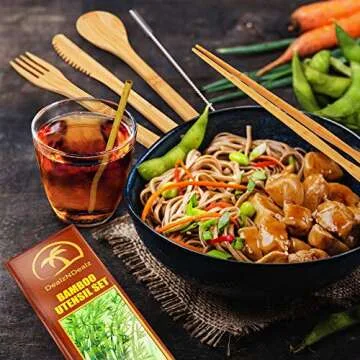 Eco-Friendly 9-Piece Bamboo Utensil Set for All Ages