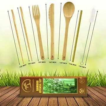 Eco-Friendly 9-Piece Bamboo Utensil Set for All Ages