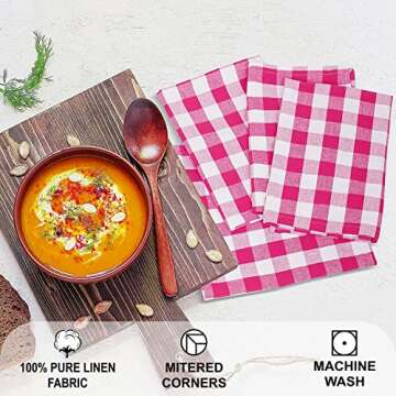 Charming Gingham Cotton Dinner Napkins Set of 12