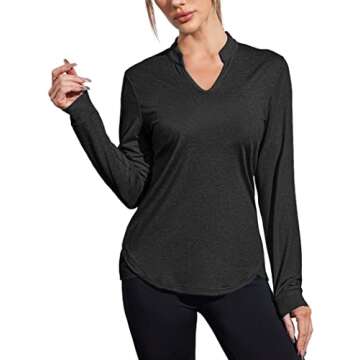 COOrun Long Sleeve Workout Shirts for Women Yoga Athletic Casual Tops Gym Running Breathable Shirt Q...