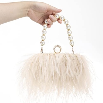 Luxury Ostrich Feather Evening Bag Clutch for Women