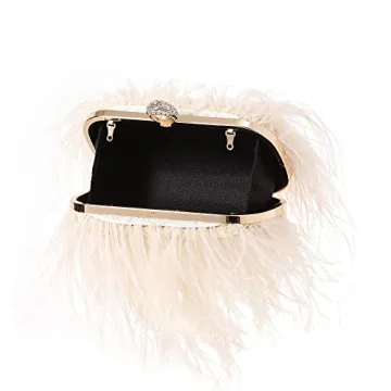 Luxury Ostrich Feather Evening Bag Clutch for Women