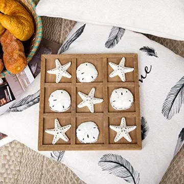 NIKKY HOME Beach Tic Tac Toe Coastal Decor & Game