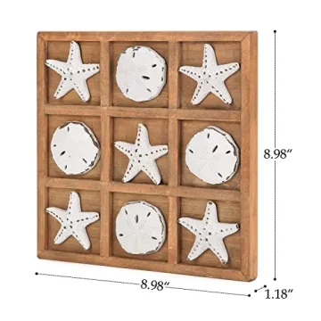 NIKKY HOME Beach Tic Tac Toe Coastal Decor & Game