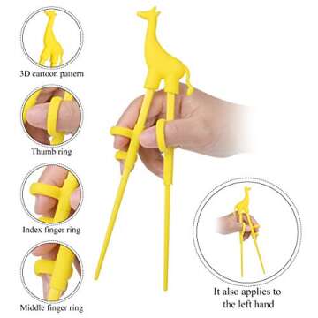 Training Chopsticks, Cute Animal Shape Easy to Use Learning Chopsticks for Kids With attachable for ...