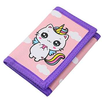 NEICY Trifold Canvas Outdoor Wallet for Kids, Cartoon Sport Wallets with Zippered Pocket, Christmas ...