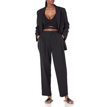 Stylish The Drop Women's Dylan Pleated Straight Pant