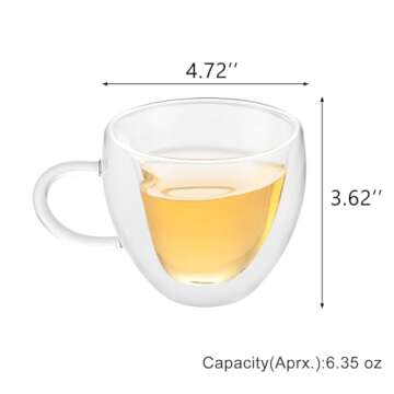 WHJY Double Wall Glass Coffee Mugs，Clear Coffee Cups Clear Unique Coffee Cups Heart Shaped Mug 5 o...