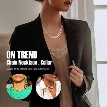 NTLX Chain Link Necklace for Women – Elongated Link Chain - Paperclip Chain – Fashion Statement Necklace - Gift Box Included (Gold/Silver Two Tone)