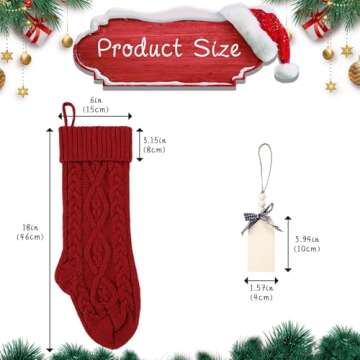 houscly 18 Inches Personalized Christmas Stockings: 2 Pack Red Ivory Knit Christmas Stockings Set wi...