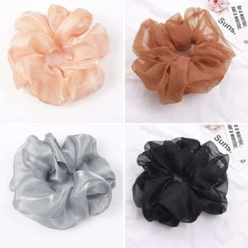 Oversized Scrunchies Jumbo Organza Scrunchies Large Chiffon Scrunchies Giant Scrunchies Big Hair Scrunchies for Women and Girls