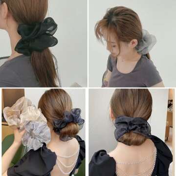 Oversized Scrunchies Jumbo Organza Scrunchies Large Chiffon Scrunchies Giant Scrunchies Big Hair Scrunchies for Women and Girls
