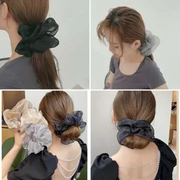 Oversized Scrunchies Jumbo Organza Scrunchies Large Chiffon Scrunchies Giant Scrunchies Big Hair Scrunchies for Women and Girls