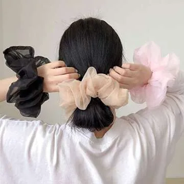 Oversized Scrunchies Jumbo Organza Scrunchies Large Chiffon Scrunchies Giant Scrunchies Big Hair Scrunchies for Women and Girls
