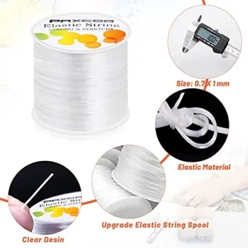 Paxcoo 1mm Elastic Cord for Jewelry & Bracelet Making