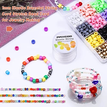 Paxcoo 1mm Elastic Cord for Jewelry & Bracelet Making