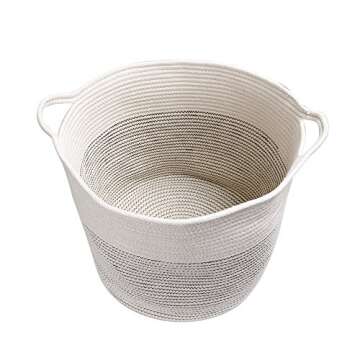 Toy Storage Basket, Woven Baby Basket Storage Organizer, Nursery Hamper with Handle, Decorative Blanket Baskets Perfect for Your Living Room 17"x 14.5"