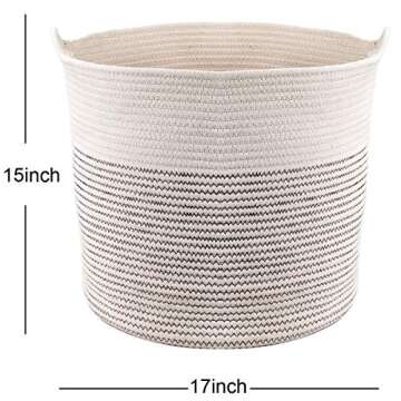 Toy Storage Basket, Woven Baby Basket Storage Organizer, Nursery Hamper with Handle, Decorative Blanket Baskets Perfect for Your Living Room 17"x 14.5"