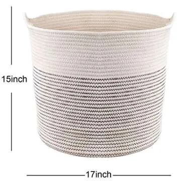 Toy Storage Basket, Woven Baby Basket Storage Organizer, Nursery Hamper with Handle, Decorative Blanket Baskets Perfect for Your Living Room 17"x 14.5"