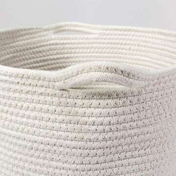 Toy Storage Basket, Woven Baby Basket Storage Organizer, Nursery Hamper with Handle, Decorative Blanket Baskets Perfect for Your Living Room 17"x 14.5"