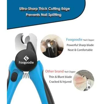 Foogoodie Dog Nail Clippers with Light, 2 in 1 Dog Nail Trimmers with Safety Guard & Quick Sensor to Prevent Over-Cutting, Includes Pet Grooming Comb & Nail File, Ideal for Cats & Dogs