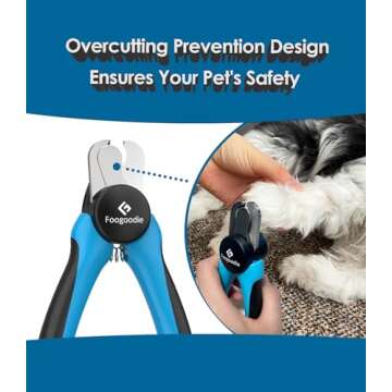 Foogoodie Dog Nail Clippers with Light, 2 in 1 Dog Nail Trimmers with Safety Guard & Quick Sensor to Prevent Over-Cutting, Includes Pet Grooming Comb & Nail File, Ideal for Cats & Dogs
