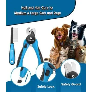 Foogoodie Dog Nail Clippers with Light, 2 in 1 Dog Nail Trimmers with Safety Guard & Quick Sensor to Prevent Over-Cutting, Includes Pet Grooming Comb & Nail File, Ideal for Cats & Dogs