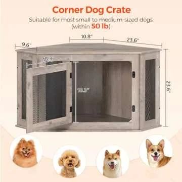 Corner Dog Crate Furniture for Stylish Pet Homes
