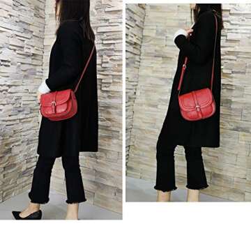 Stylish AFKOMST Crossbody Bags for Women - Vegan Leather Saddle Purse