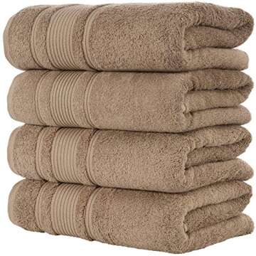 Qute Home 4-Piece Bath Towels Set, 100% Turkish Cotton Premium Quality Towels for Bathroom, Quick Dr...