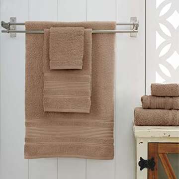 Qute Home 4-Piece Bath Towels Set, 100% Turkish Cotton Premium Quality Towels for Bathroom, Quick Dry Soft and Absorbent Turkish Towel, Set Includes 4 Bath Towels (Brown)