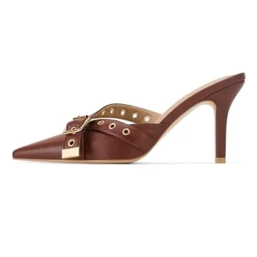 Dsevht Black Kitten Heels - Elegant Pointed Toe Mules for Work and Events