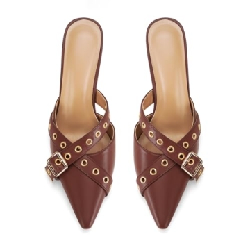 Dsevht Comfortable Vegan Leather Kitten Heels for Women