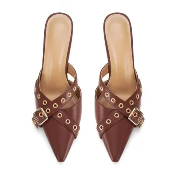 Dsevht Comfortable Vegan Leather Kitten Heels for Women