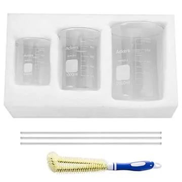 Ackers Boro3.3 Glass Beaker Set with Stirring Rods & Brush