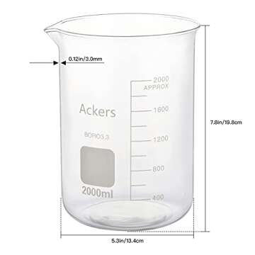 Ackers Boro3.3 Glass Beaker Set with Stirring Rods & Brush