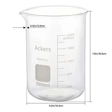 Ackers Boro3.3 Glass Beaker Set with Stirring Rods & Brush