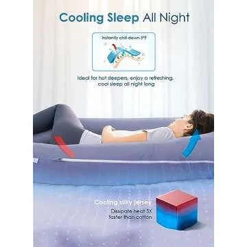 QUEEN ROSE Pregnancy Pillow, U Shaped Full Body Pillows for Sleeping Support, 55 Inch Maternity Pillow for Pregnant Women with Cooling Silky Cover, Blue