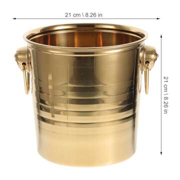 Stainless-Steel Ice Bucket Champagn Bucket with 4.5 Quart Handle Beverage Tub for Cocktail Bar, Wine...