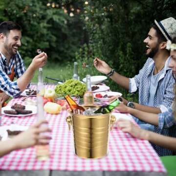 Stainless-Steel Ice Bucket Champagn Bucket with 4.5 Quart Handle Beverage Tub for Cocktail Bar, Wine, Home Bar Accessories, Parties - Golden