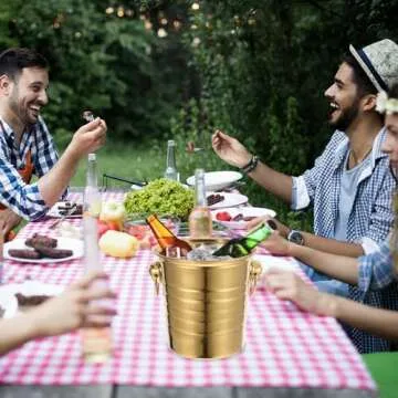 Stainless-Steel Ice Bucket Champagn Bucket with 4.5 Quart Handle Beverage Tub for Cocktail Bar, Wine, Home Bar Accessories, Parties - Golden