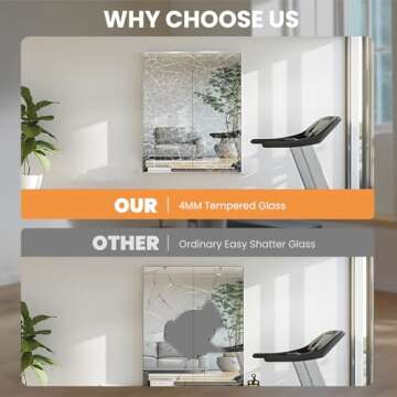 pertetey Home Gym Mirror, 48X24 Inch(Each)-2PCS, Large Exercise Mirror, Frameless Full Body Mirror, Tempered Glass, Wall Mounted for Gym, Yoga, Bedroom, Dance Studio