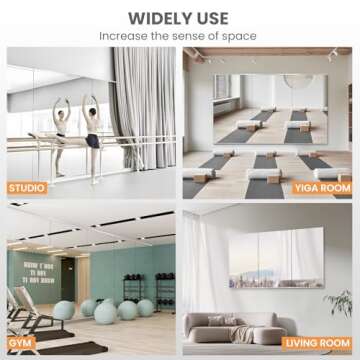 pertetey Home Gym Mirror, 48X24 Inch(Each)-2PCS, Large Exercise Mirror, Frameless Full Body Mirror, Tempered Glass, Wall Mounted for Gym, Yoga, Bedroom, Dance Studio