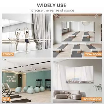 pertetey Home Gym Mirror, 48X24 Inch(Each)-2PCS, Large Exercise Mirror, Frameless Full Body Mirror, Tempered Glass, Wall Mounted for Gym, Yoga, Bedroom, Dance Studio